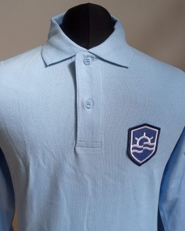 Polo niebieskie SzdCh długi rękaw z tarczą