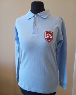 Polo niebieskie SzdDz długi rękaw z tarczą